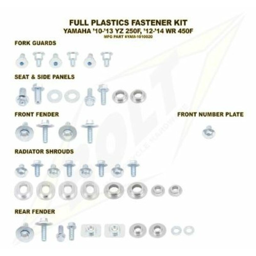 Kit vis complet de plastiques Bolt Yamaha YZ250F/WR450F